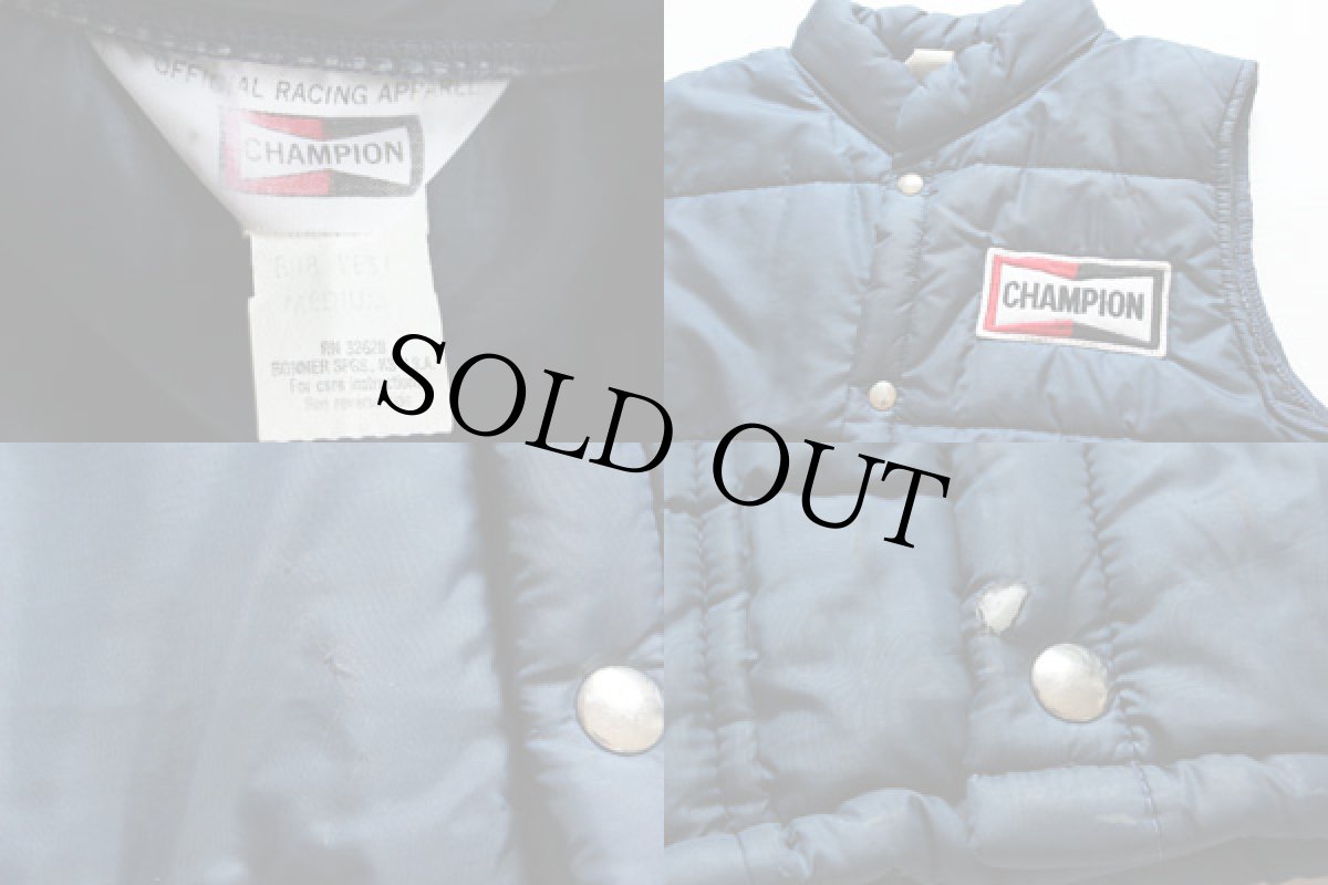 画像3: 70s CHAMPION SPARK PLUG チャンピオン プラグ パッチ付き 中綿入り ナイロン レーシングベスト M (3)
