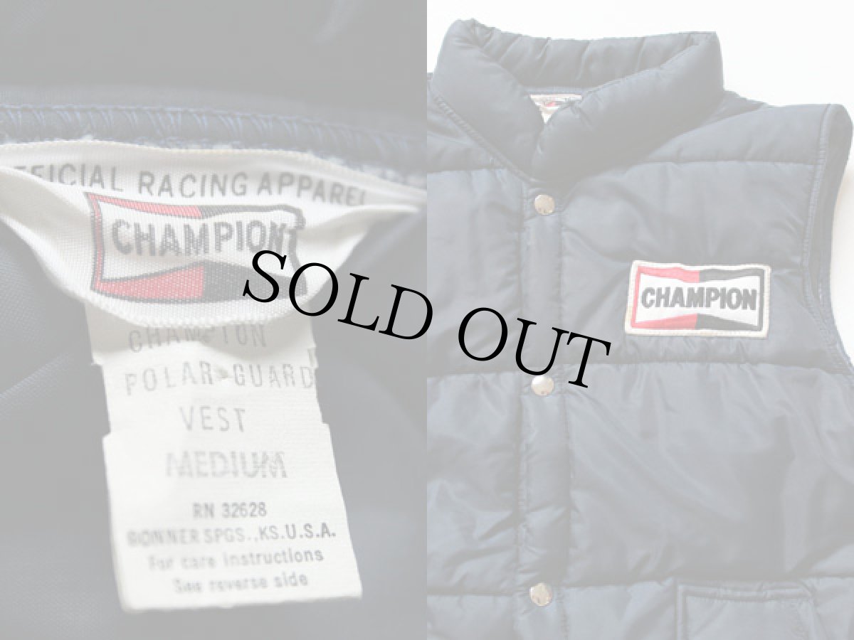 画像3: 70s CHAMPION SPARK PLUG チャンピオン プラグ パッチ付き 中綿入り ナイロン レーシングベスト M (3)