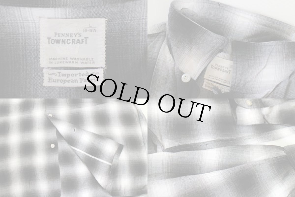 画像3: 50s PENNEY'S TOWNCRAFT オンブレチェック レーヨンシャツ L (3)