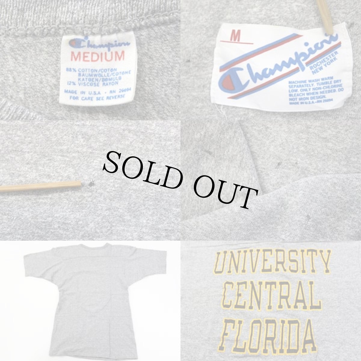 画像3: 80s USA製 Championチャンピオン 88/12 フットボールTシャツ 杢グレー M (3)