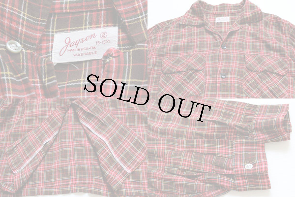 画像3: 50s Jayson チェック レーヨン オープンカラーシャツ (3)