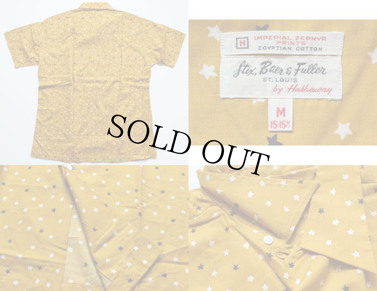 画像3: デッドストック★60s Hathaway 星総柄 半袖コットンシャツ M (3)