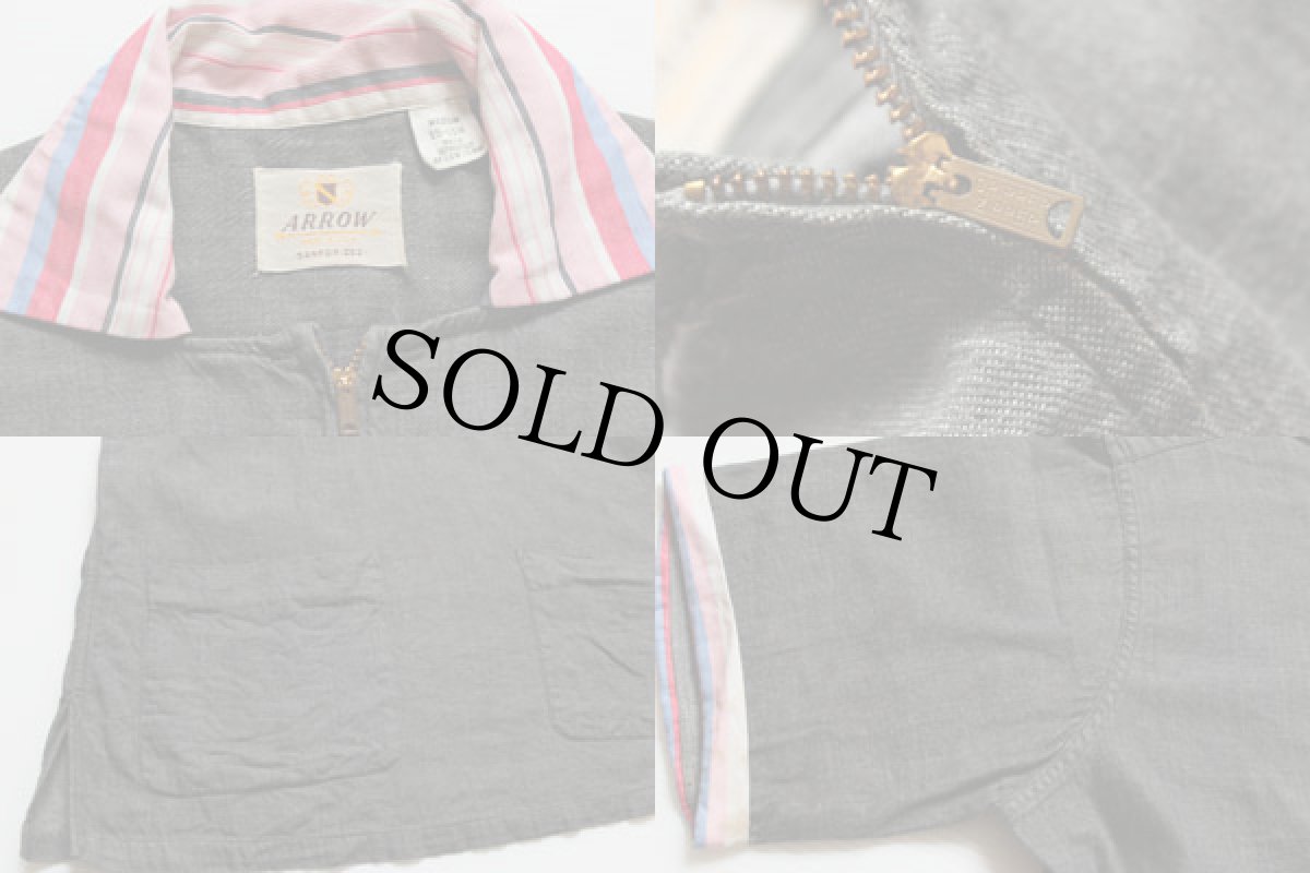 画像3: 50s ARROW プルオーバー 半袖ブラックシャンブレーシャツ M (3)