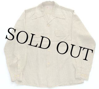 50s PENNEY'S TOWNCRAFT カスリ柄 レーヨン オープンカラー