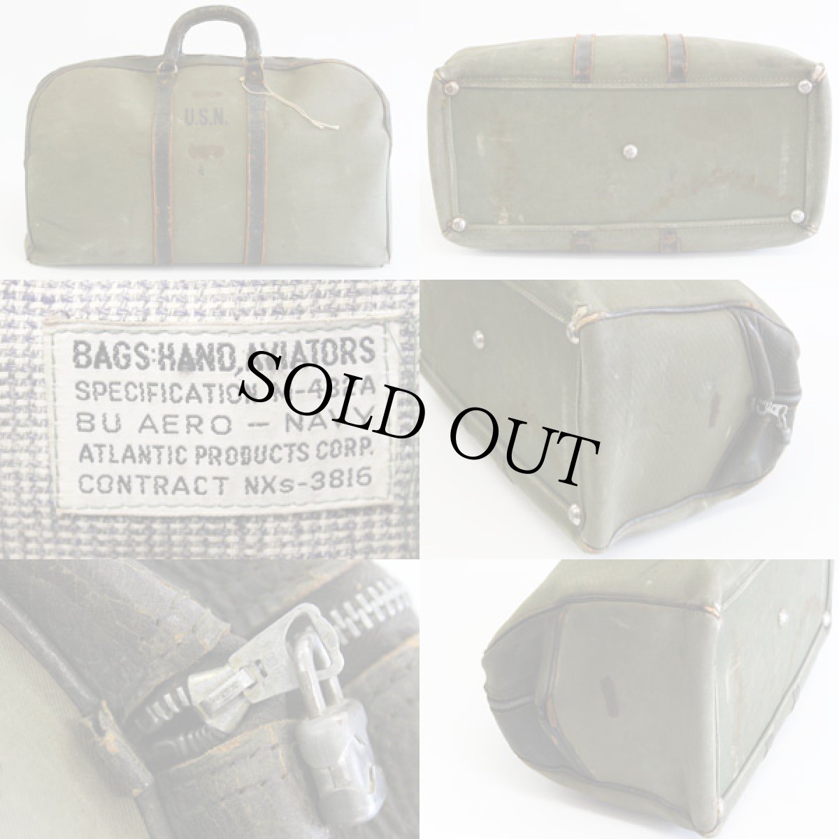 画像2: 40s 米軍 U.S.N. M-432A アビエイターバッグ (2)