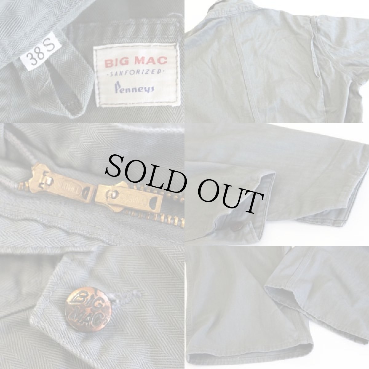 画像3: 60s Penneys BIGMACビッグマック HBT ヘリンボーンツイル オールインワン 38S★つなぎ (3)