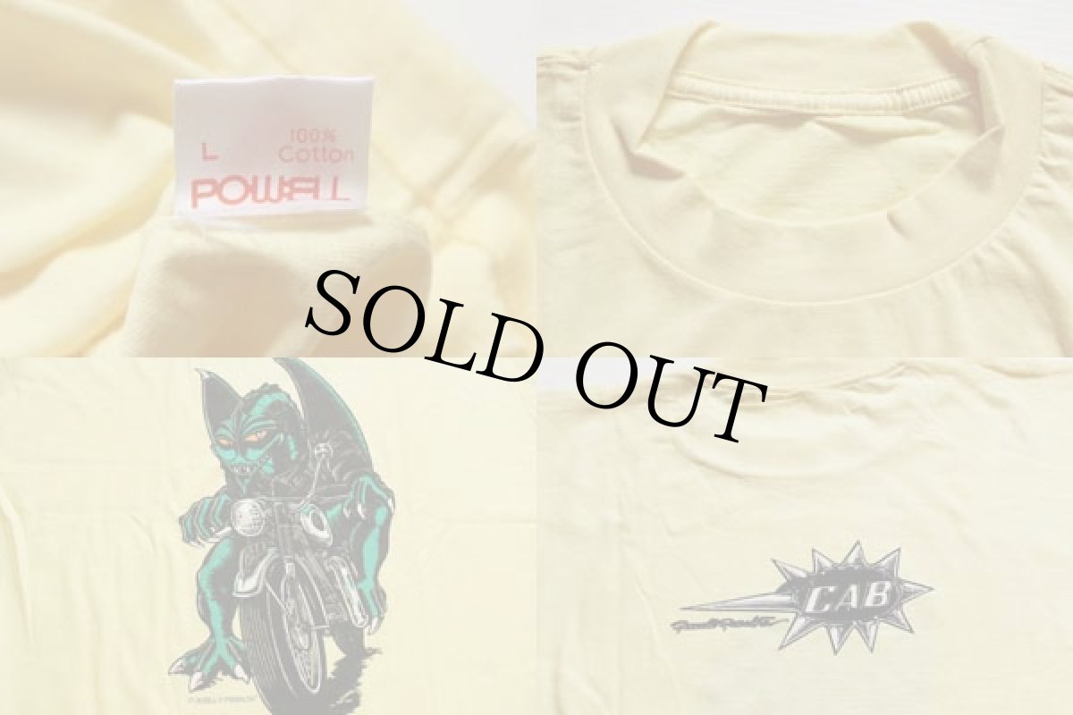 画像3: デッドストック★80s POWELLパウエル CABALEROキャバレロ コットンTシャツ 薄黄 L (3)