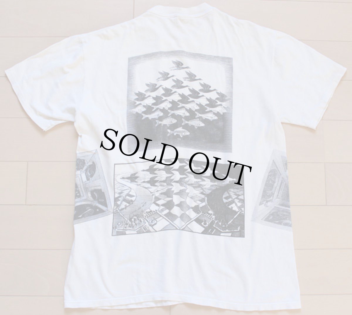 画像2: 80s USA製 M.C.Escherエッシャー アート コットンTシャツ 白 L (2)