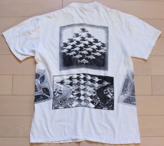 画像2: 80s USA製 M.C.Escherエッシャー アート コットンTシャツ 白 L (2)