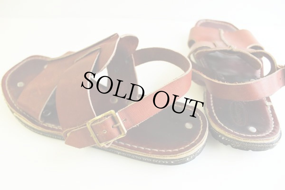 画像2: 70s Skamps タイヤソール レザー サンダル 茶 (2)