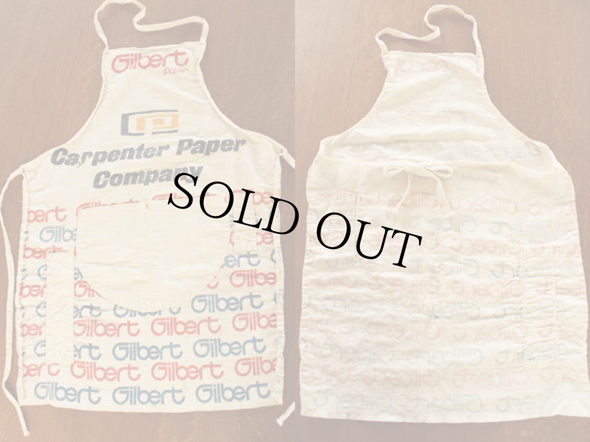 画像2: ビンテージ Gilbert paper キャンバス ワークエプロン 生成り★総柄 (2)