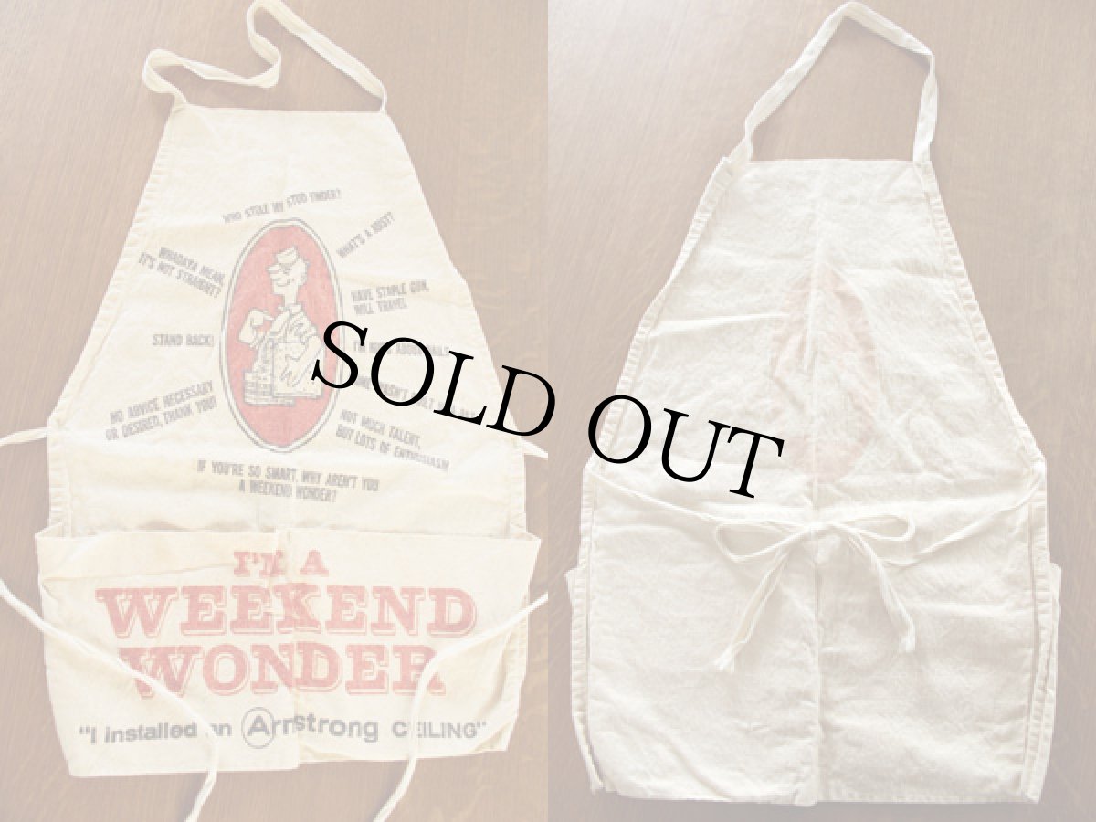 画像2: ビンテージ I'M A WEEKEND WONDER キャンバス ワークエプロン 生成り (2)