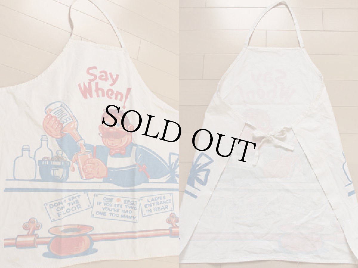 画像2: ビンテージ Say When! キャンバス エプロン 生成り (2)