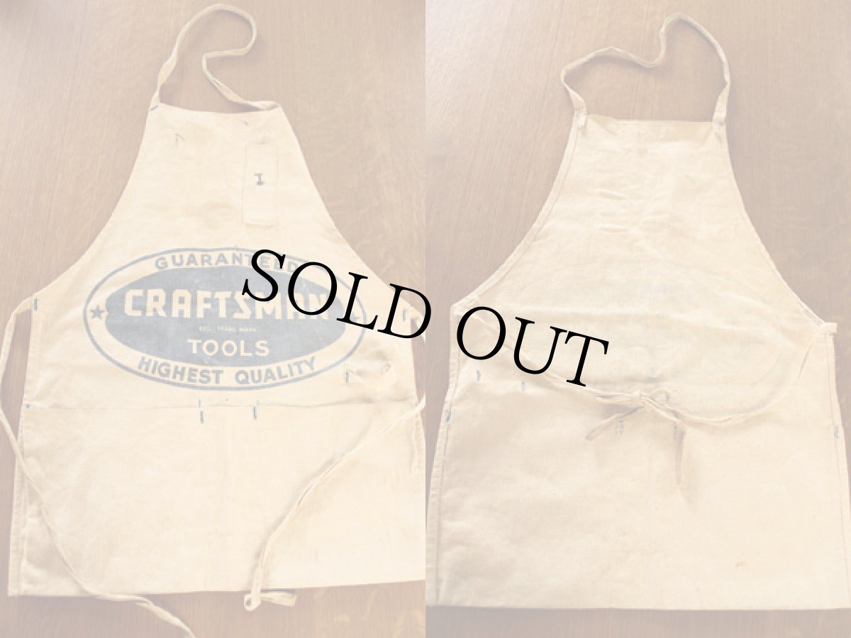 画像2: ビンテージ CRAFTSMAN TOOLS キャンバス ワークエプロン 生成り (2)