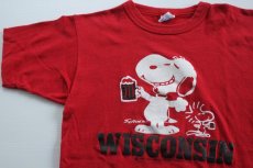 画像1: 80s USA製 Championチャンピオン スヌーピー WISCONSIN コットンTシャツ 赤 S (1)