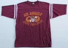 画像2: 80s USA製 AIR BORNE スカルウイング Tシャツ バーガンディ (2)