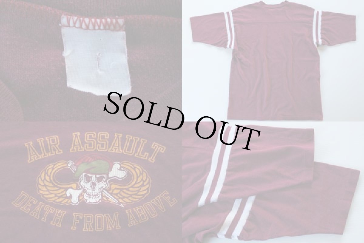 画像3: 80s USA製 AIR BORNE スカルウイング Tシャツ バーガンディ (3)