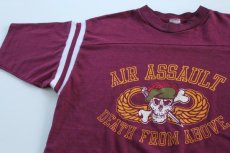 画像1: 80s USA製 AIR BORNE スカルウイング Tシャツ バーガンディ (1)