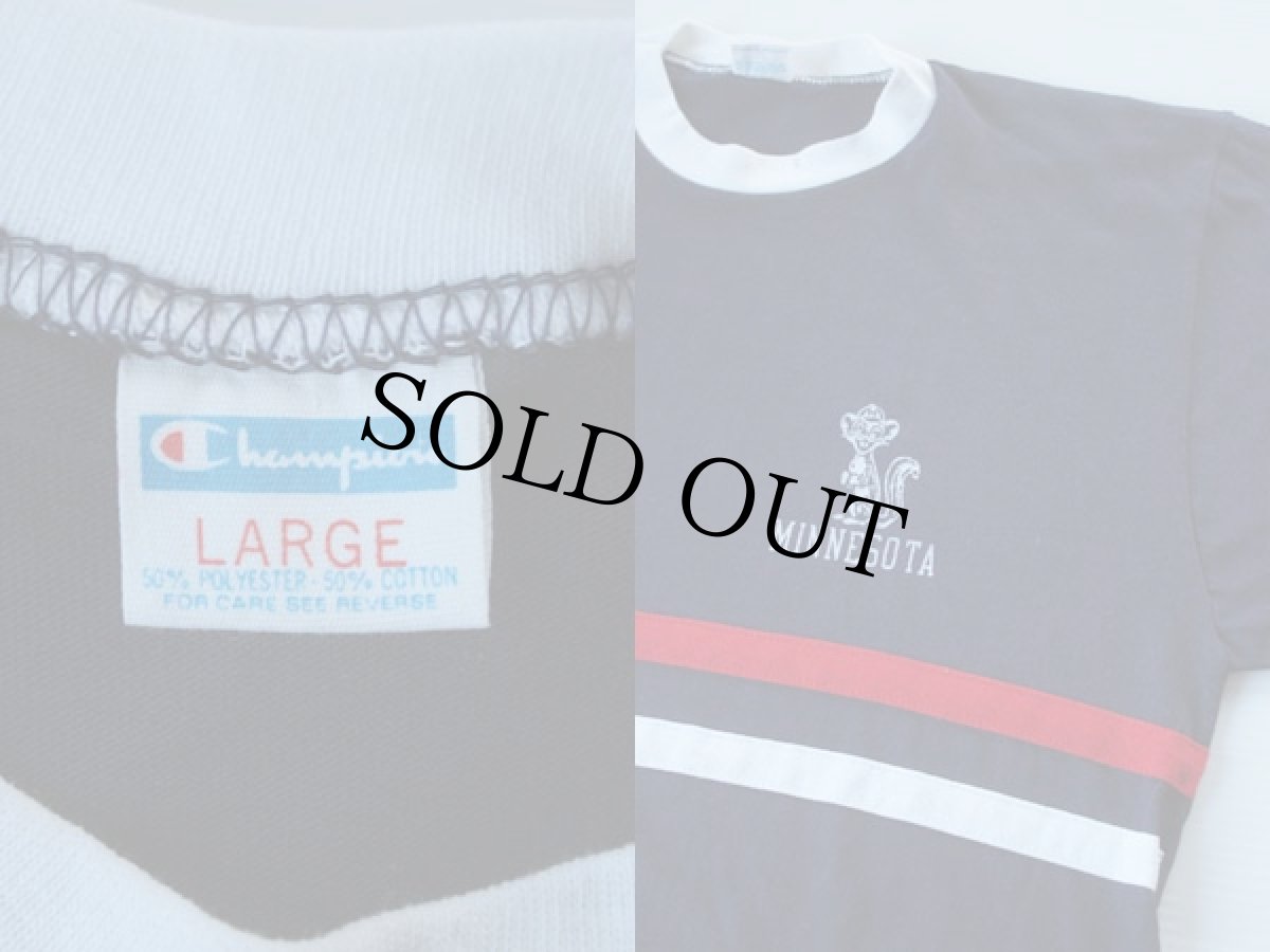 画像3: 70s USA製 Championチャンピオン MINNESOTA リンガーTシャツ 紺 L (3)