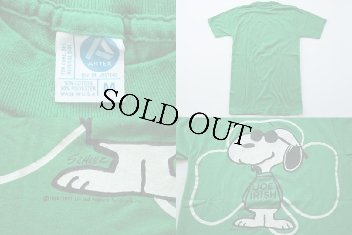 画像3: 80s USA製 ARTEX スヌーピー JOE IRISH クローバー Tシャツ 緑 M (3)