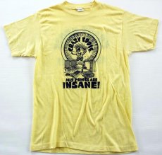 画像1: 80s USA製 CRAZY EDDIE 染み込みプリント Tシャツ 黄 L (1)