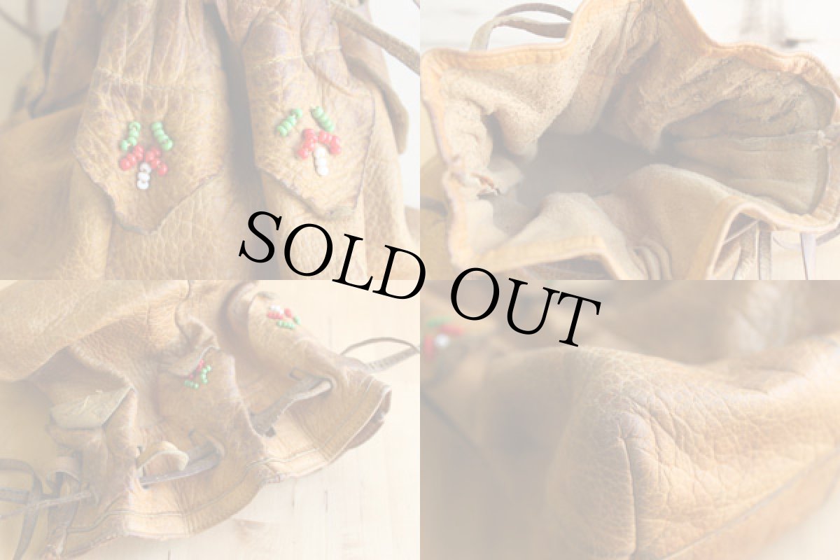 画像3: ビンテージ ディアスキン レザーポーチ★巾着袋 (3)