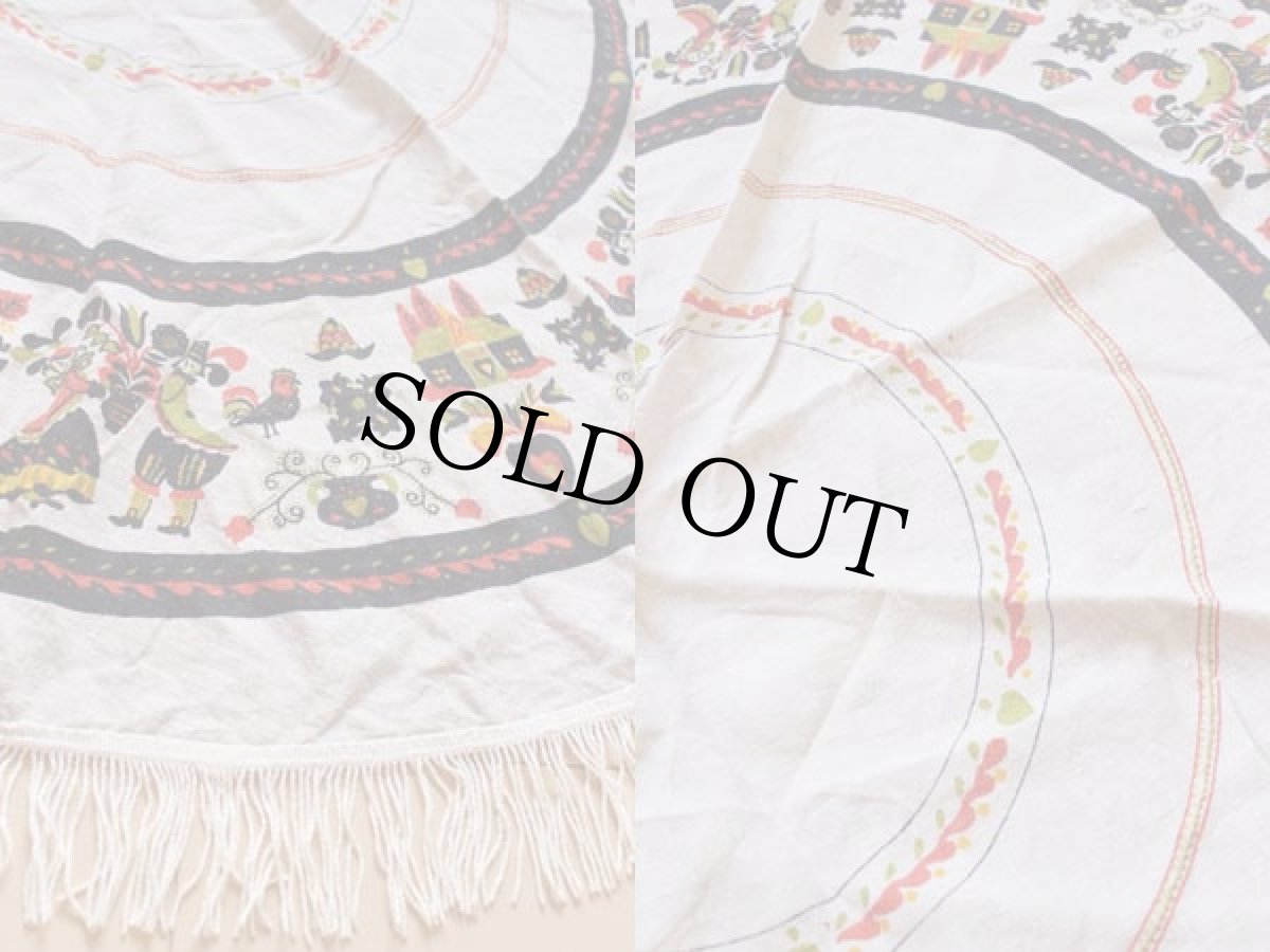 画像3: ビンテージ リネン 丸形 テーブルクロス (3)