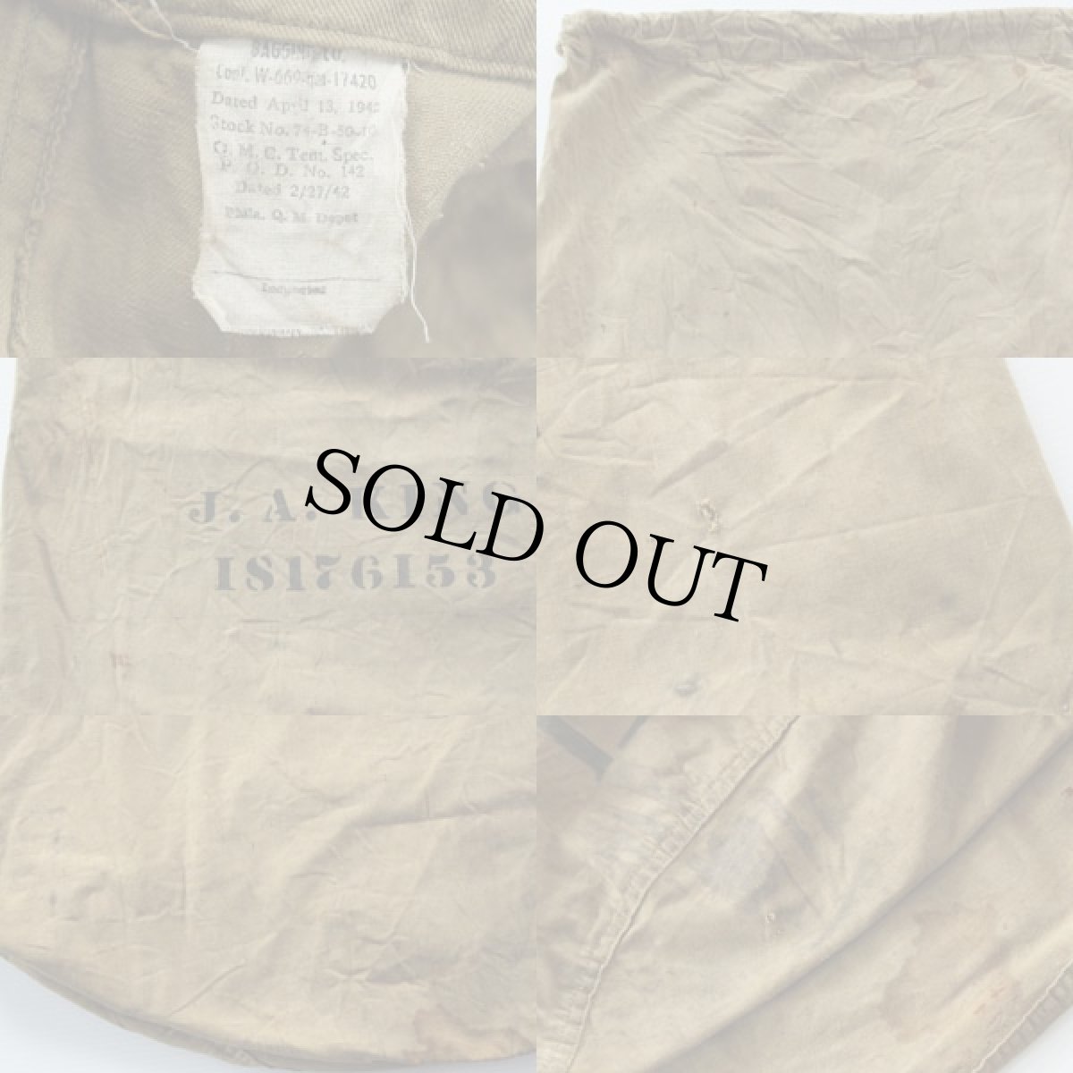 画像3: 40s 米軍 ステンシル バラックバッグ★ランドリーバッグ (3)