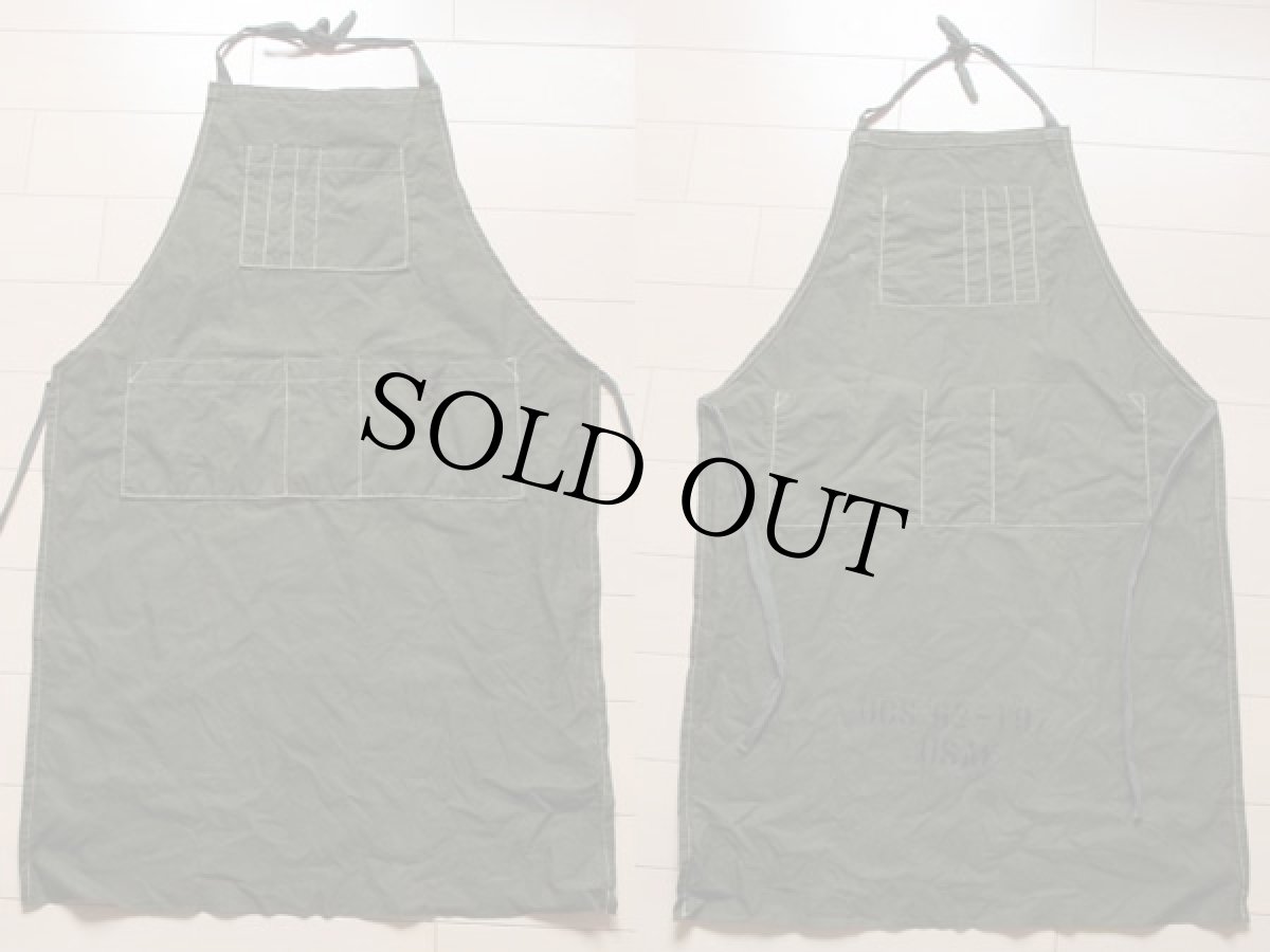 画像2: 60s 米軍 USAF コットンツイル エプロン オリーブ (2)