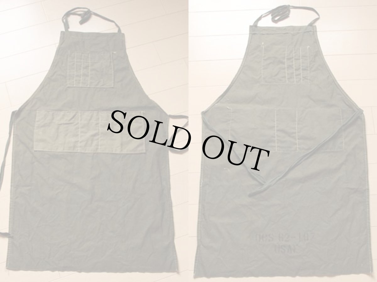 画像2: 60s 米軍 USAF コットンツイル エプロン オリーブ (2)