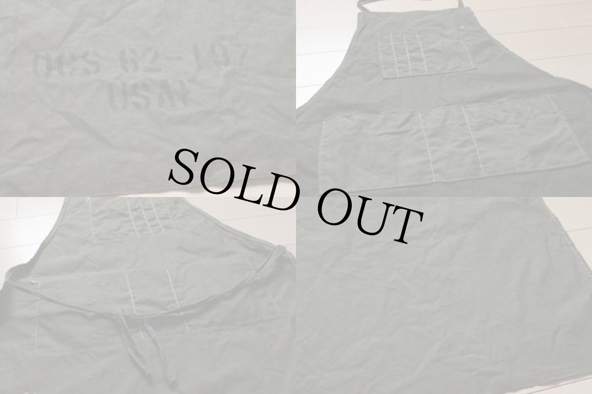 画像3: 60s 米軍 USAF コットンツイル エプロン オリーブ (3)