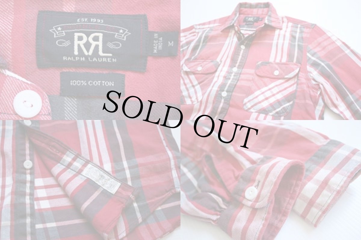 画像3: RRL ダブルアールエル ラルフローレン コットン フランネルシャツ 赤 M (3)