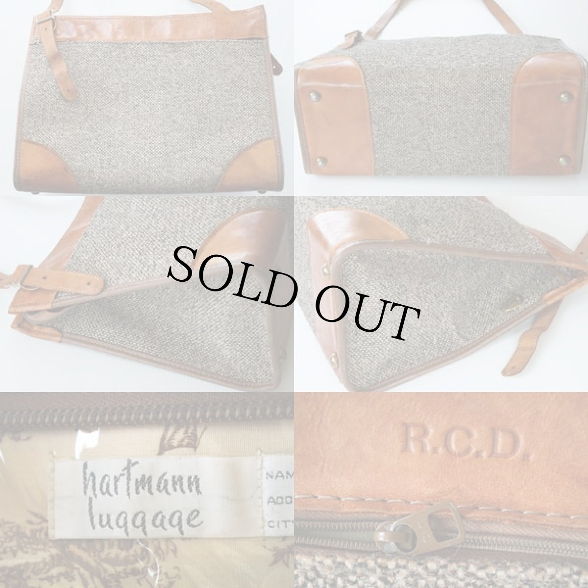 画像2: 70s hartmann luggage レザー×ツイード ショルダーバッグ (2)