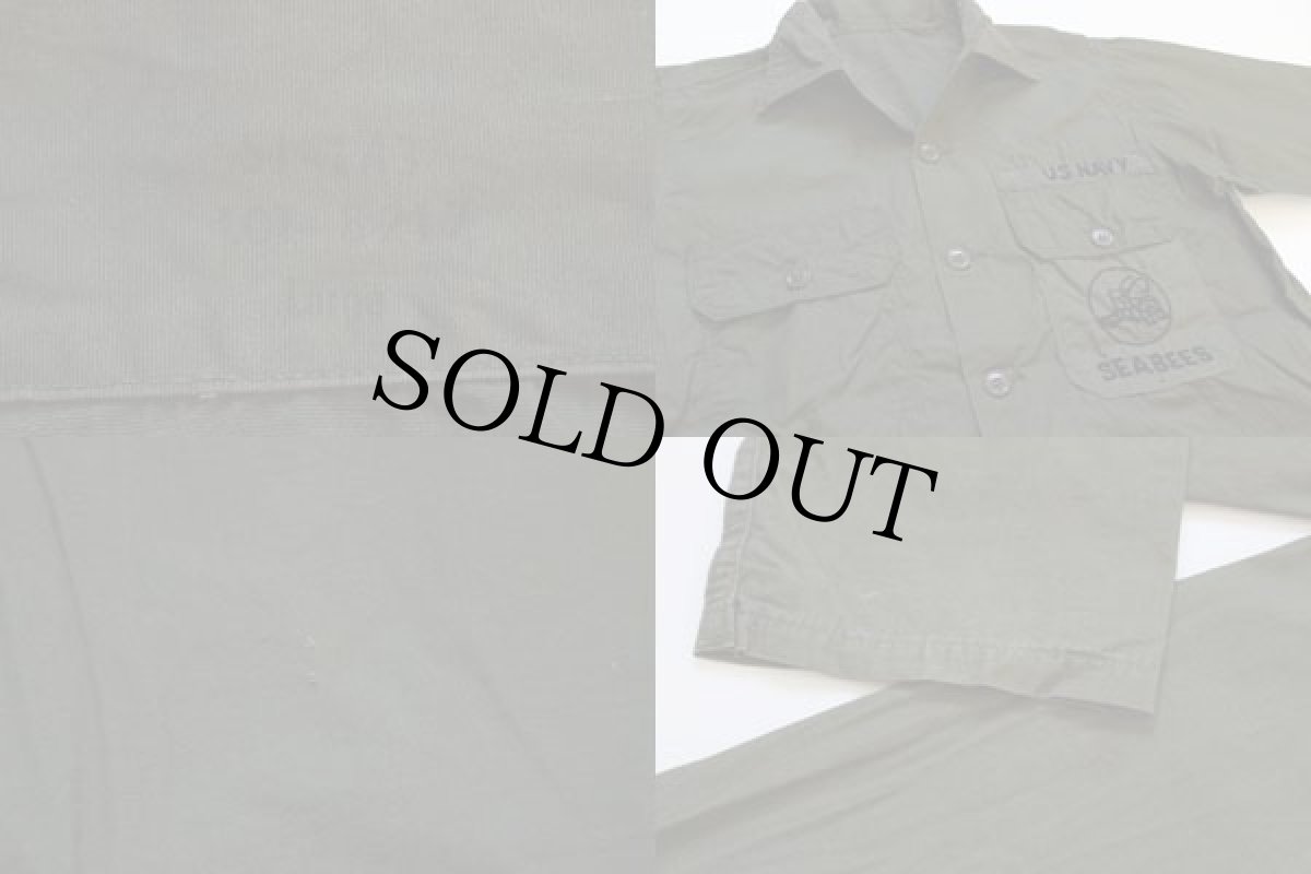 画像3: 60s 米軍 U.S.NAVY SEABEES刺繍 コットンポプリン シャツ (3)