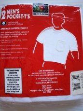 画像2: デッドストック★90s USA製 FRUIT OF THE LOOM コットン ポケットTシャツ 白 S 2枚セット (2)
