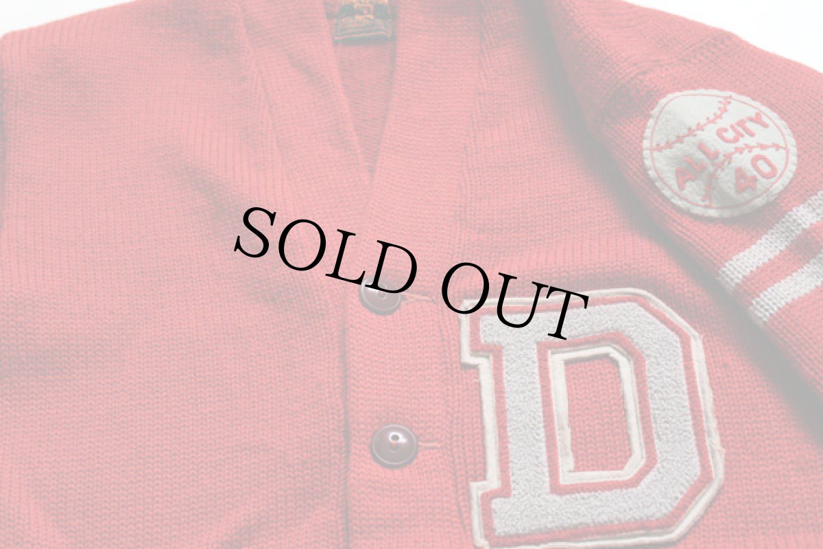 画像3: 40s CHAMPIONチャンピオン ランタグ ローゲージ ウールニット レタードカーディガン (3)