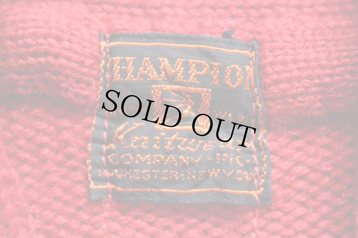 画像4: 40s CHAMPIONチャンピオン ランタグ ローゲージ ウールニット レタードカーディガン (4)