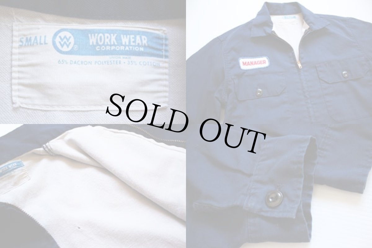 画像3: 70s WORK WEAR パッチ付き ワークジャケット 紺 S (3)