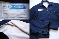 画像3: 70s WORK WEAR パッチ付き ワークジャケット 紺 S (3)