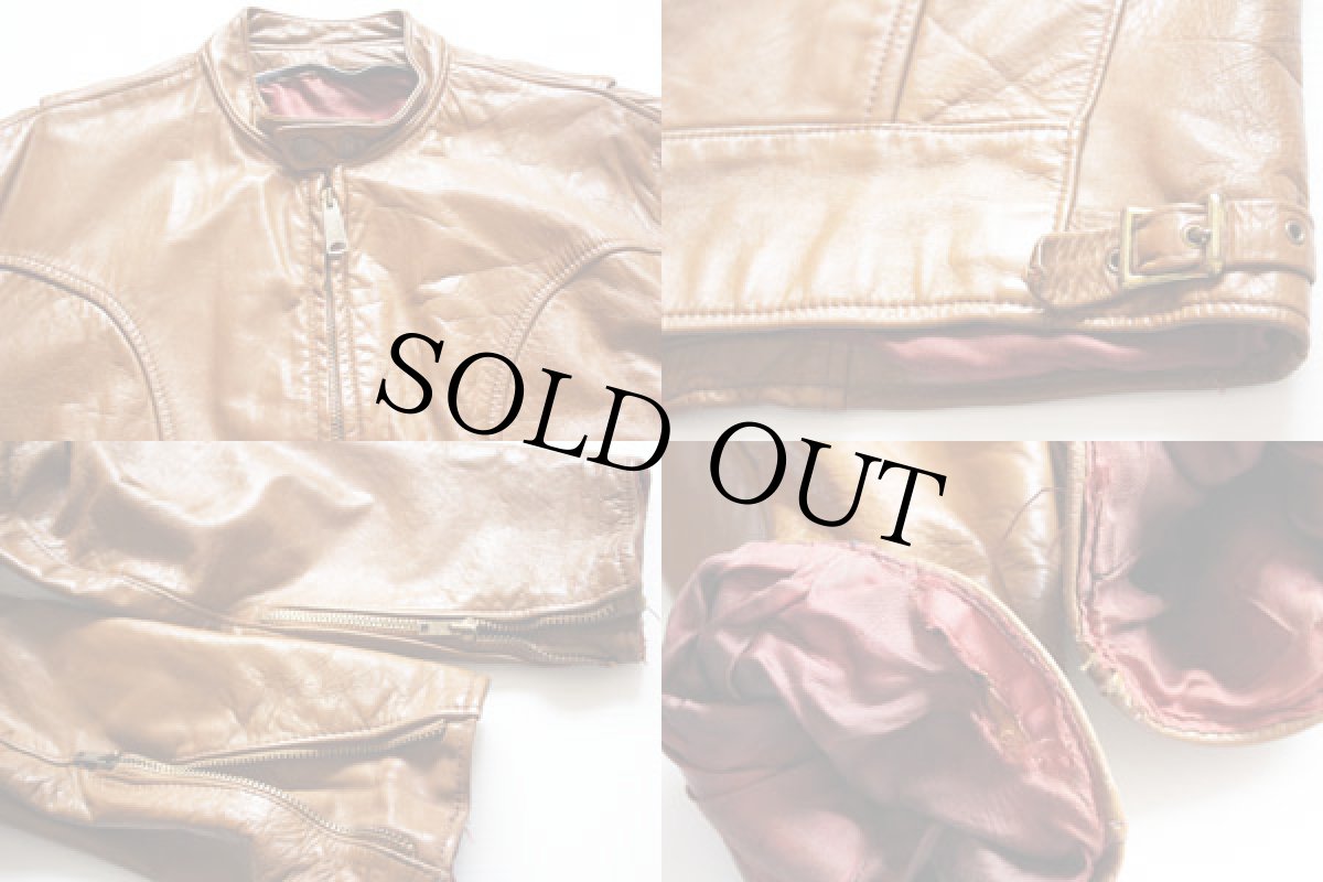 画像3: 60s Brooksブルックス シングルライダース レザージャケット 茶 42 (3)