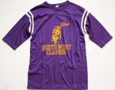 画像1: 70s USA製 ARTEX 騎士 フットボールTシャツ 紫 M (1)