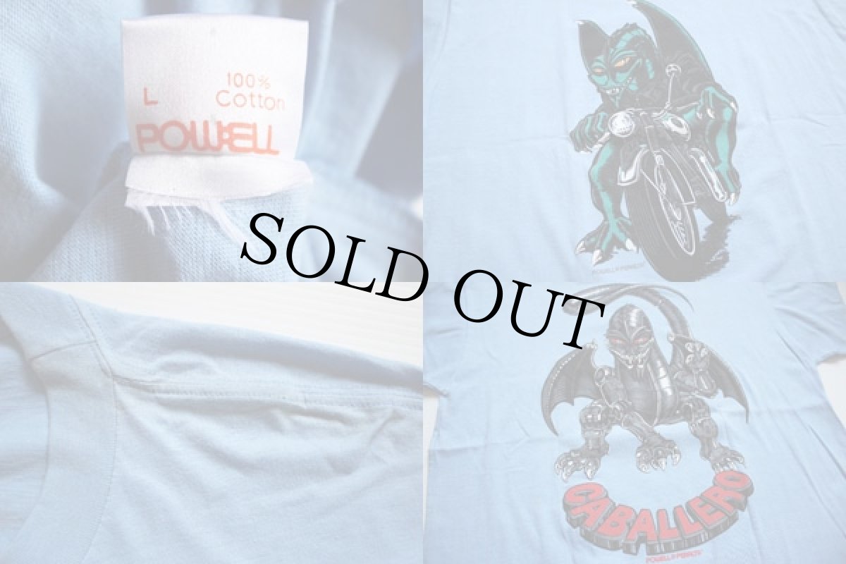 画像3: デッドストック★80s POWELLパウエル CABALLEROキャバレロ コットンTシャツ 水色 L (3)