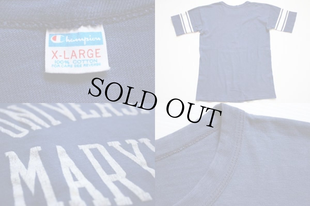 画像3: 70s USA製 Championチャンピオン フットボールTシャツ 紺 XL (3)