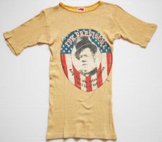 画像2: 70s PRESIDENT 染み込みプリント リブTシャツ 黄 M (2)