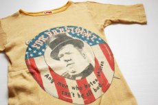 画像1: 70s PRESIDENT 染み込みプリント リブTシャツ 黄 M (1)