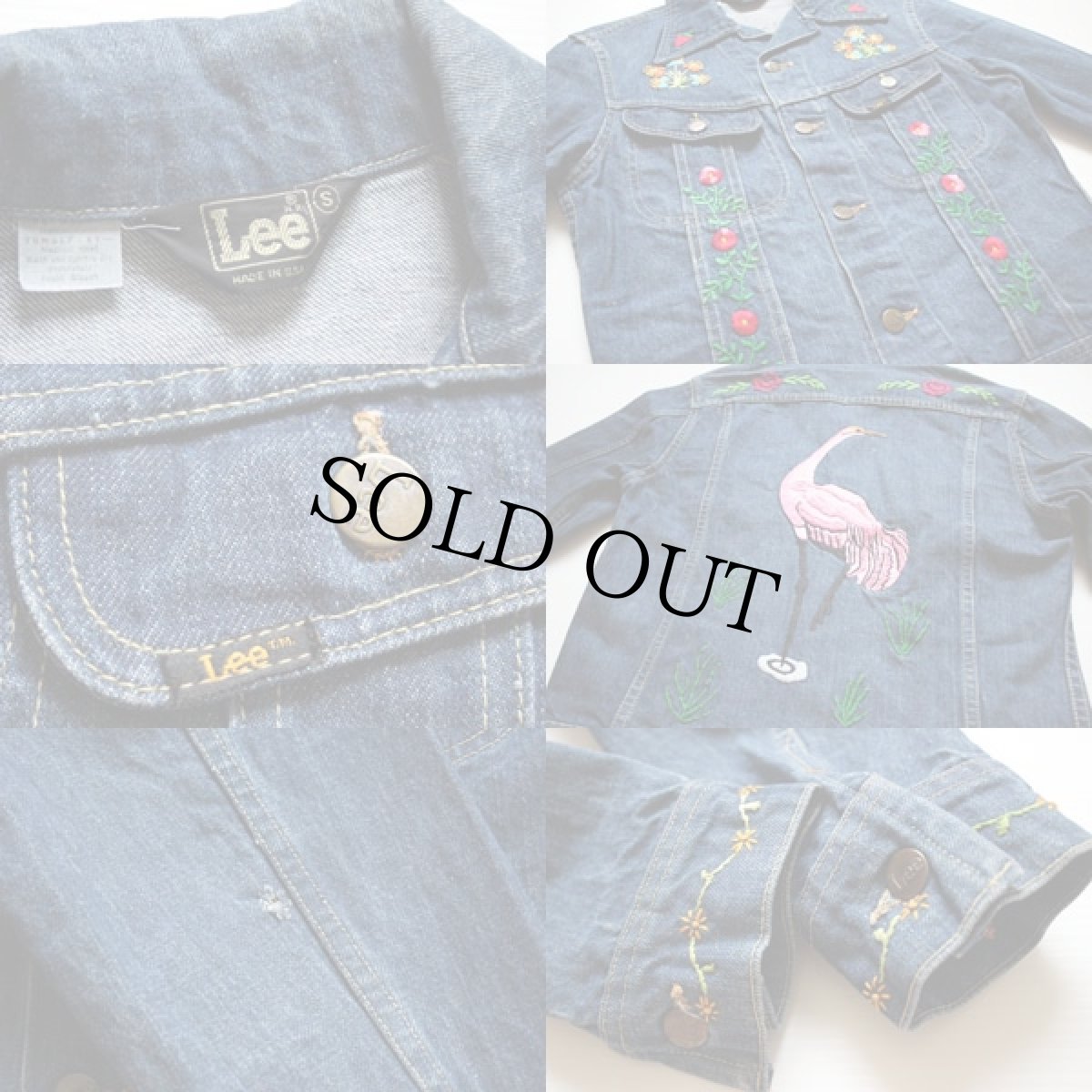 画像3: 70s Leeリー 花柄 刺繍 デニムジャケット S (3)