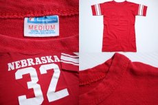 画像3: 70s USA製 Championチャンピオン NEBRASKA 32 ナンバリング フットボールTシャツ 赤 M (3)