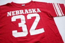 画像1: 70s USA製 Championチャンピオン NEBRASKA 32 ナンバリング フットボールTシャツ 赤 M (1)