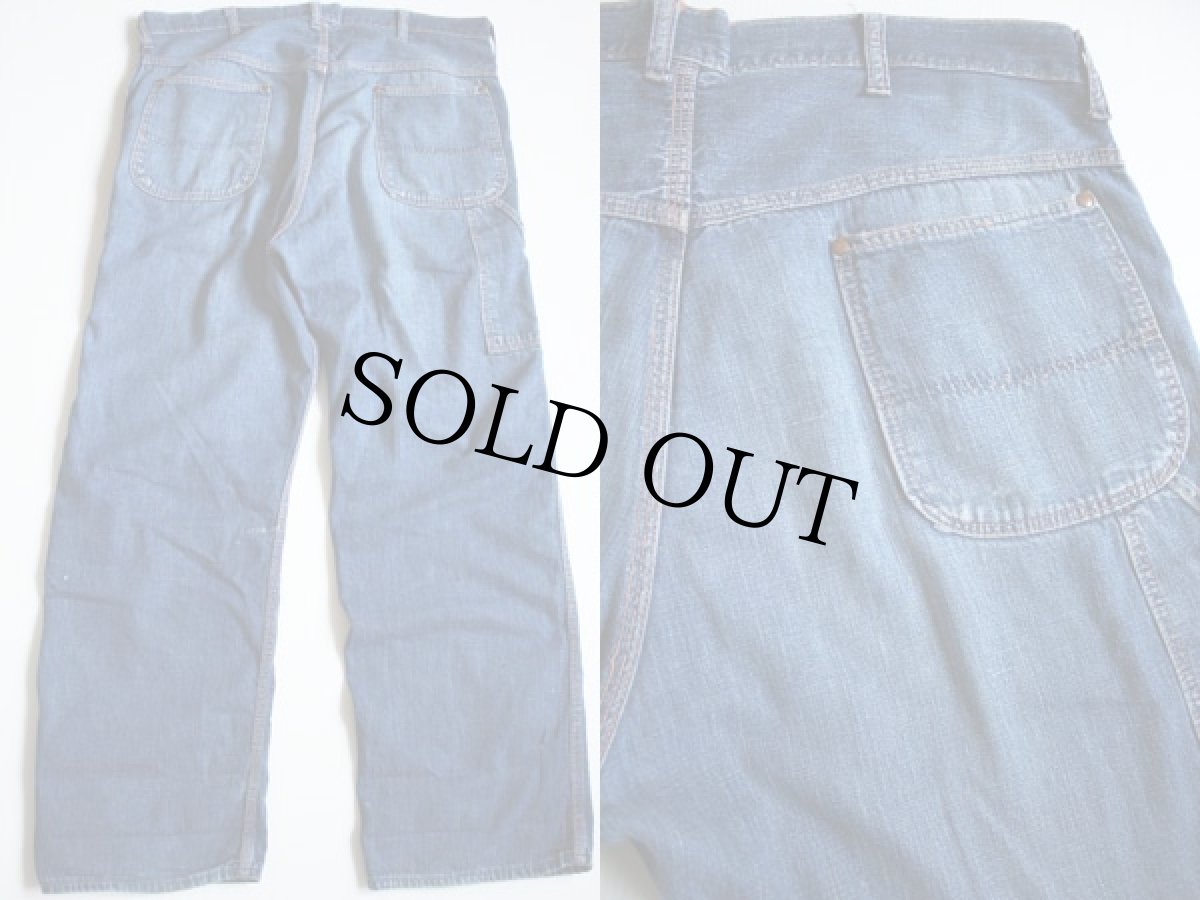 画像2: 50s BLUE BELL インディゴ デニム ペインターパンツ w36 (2)