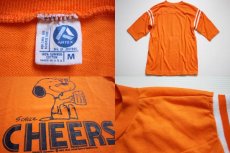 画像3: 70s USA製 ARTEX スヌーピー CHEERS コットン フットボールTシャツ オレンジ M (3)